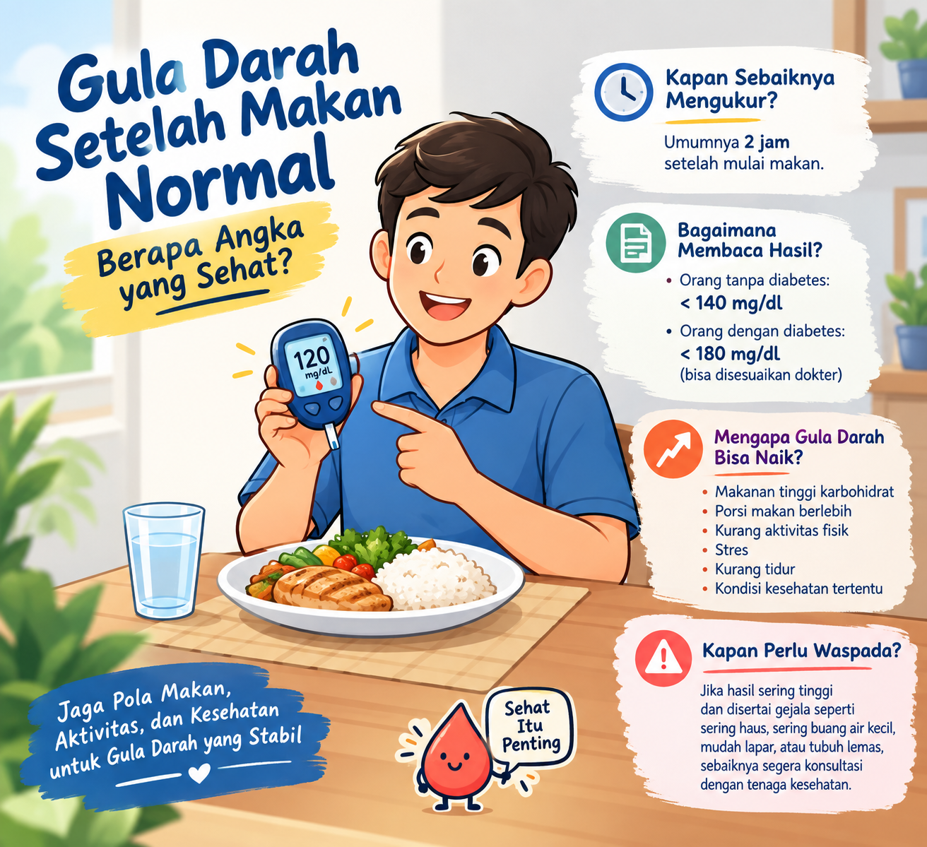 Gula Darah Setelah Makan Normal, Berapa Angka yang Sehat